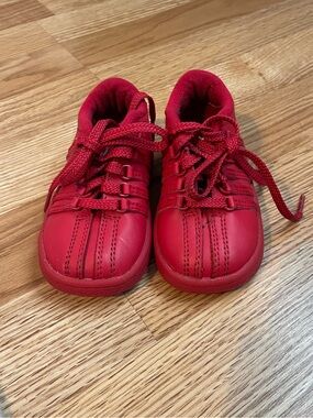 K-Swiss Classic VN Red Leather Sneakers Baby Size 5 Retro Tennis Shoes